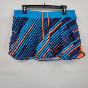 Nike Athleisure Women Blue Orange Active Dri Fit Athletic Tennis Skort Size XL